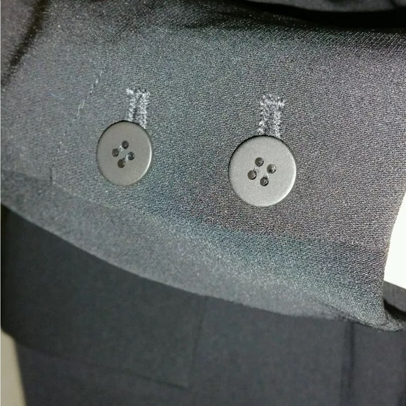 EILEEN FISHER BLACK TROPICAL SUITING WITH ECO POLY RNDNK STRGHT JKT  8 NEW $358 - Picture 6 of 11